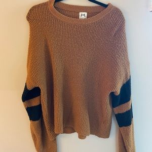 John & Jenn Brown Black Double Stripe Varsity Sweater